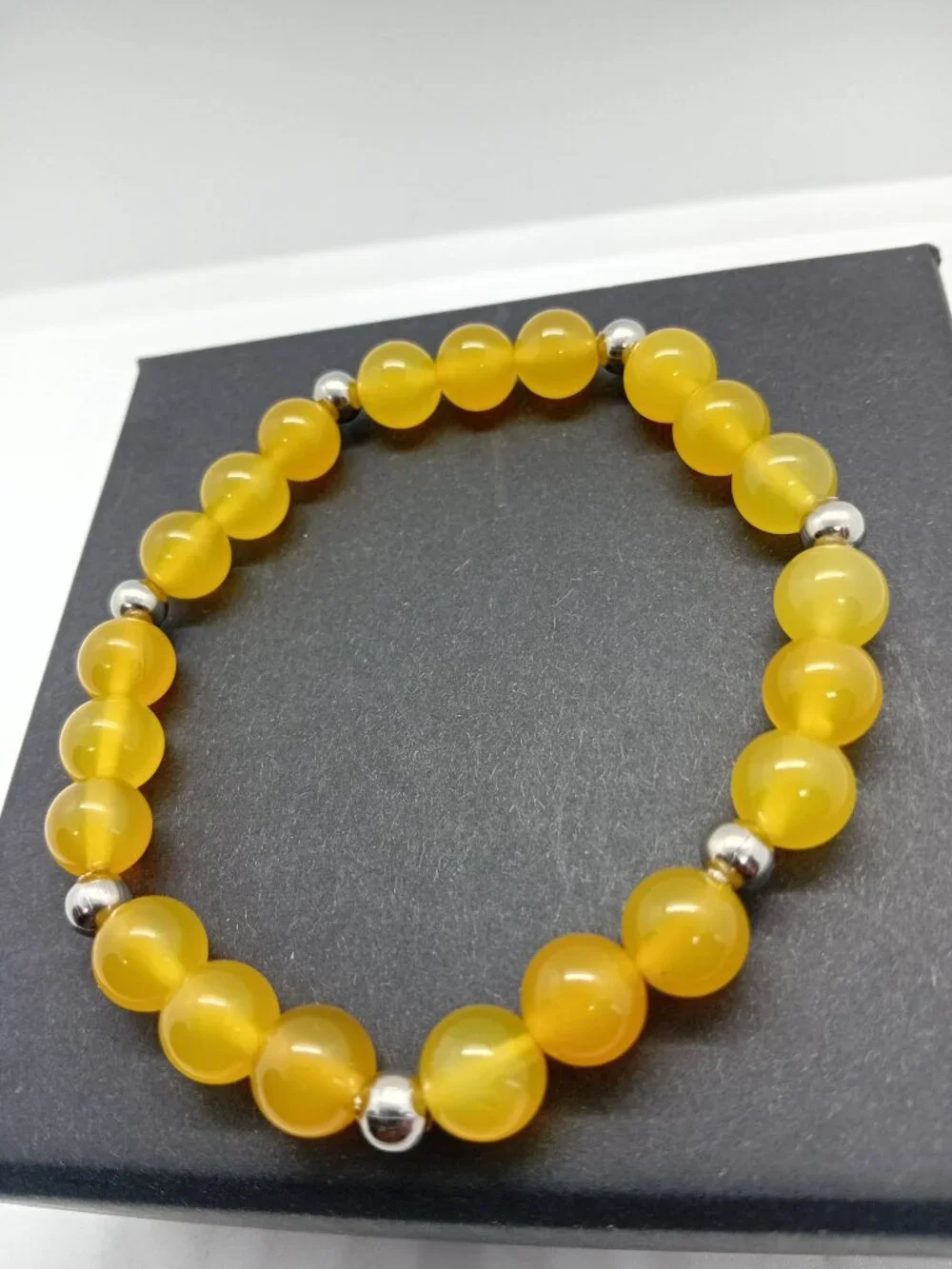 Yellow Agate Stretch Bracelet 304 Stainless Steel | Confidence Success Energy